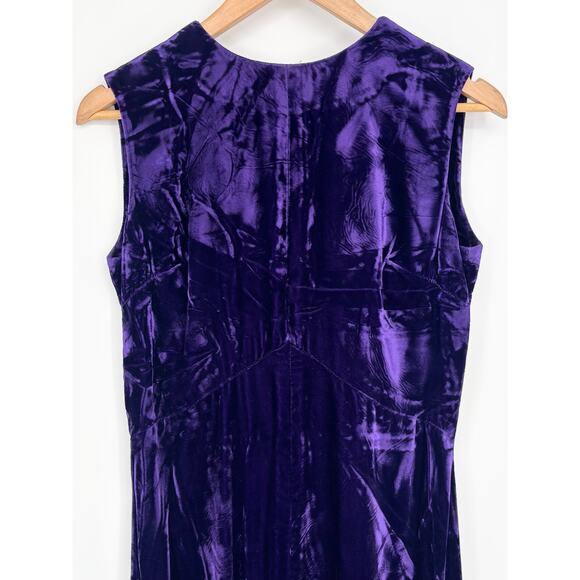 Purple Crushed Velvet Corset Back Sleeveless Maxi Dress Size 8 - Picture 4 of 6